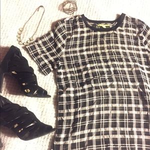 Gianni Bini Sheer Black And White Gingham Top XS